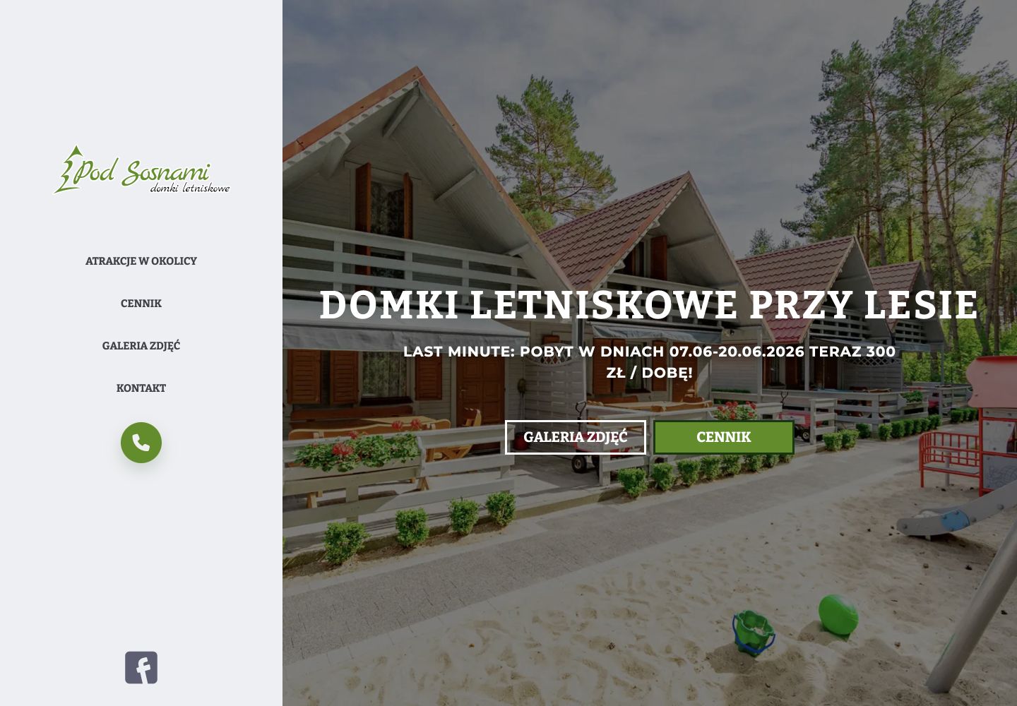 Podgląd strony pod sosnami